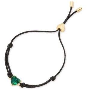 KATE SPADE  My Love Gold-Tone Heart Slider Bracelet Green